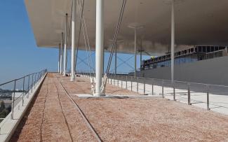 Substrate on a roof during green roof installation